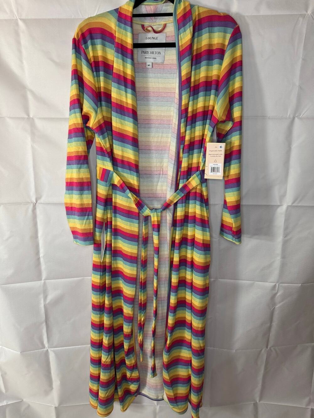 NWT Paris Hilton Lounge Rainbow Robe 100% Organic Cotton